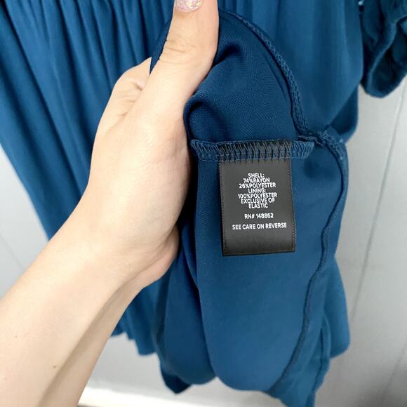 Torrid Legion Blue Floral Smocked Mini Crinkle Gauze Blouson Sleeve Dress 4X - Picture 4 of 9